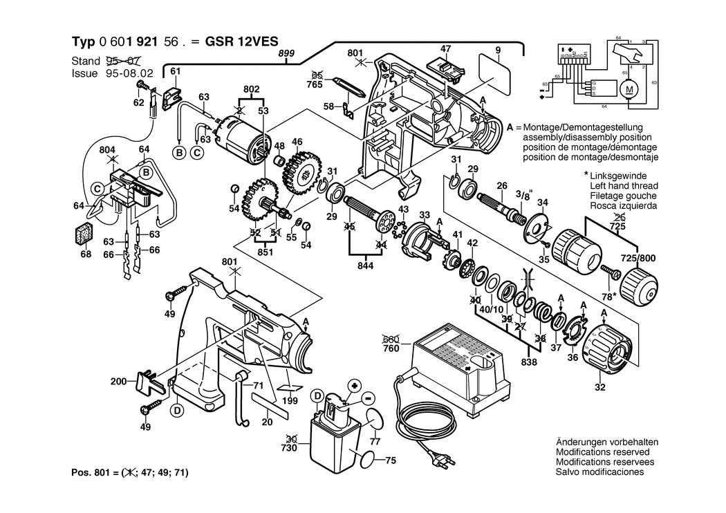 Bosch GSR 12 VES / 0601921560 / EU 12 Volt Spare Parts