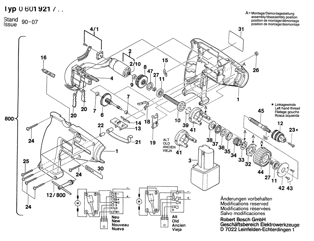 Bosch GBM 7.2 VE / 0601921703 / EU 7.2 Volt Spare Parts