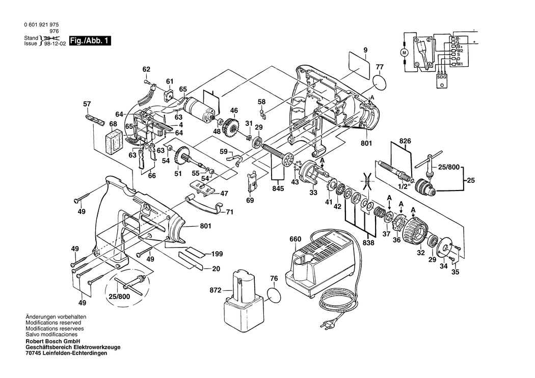 Bosch BB 596 B / 0601921976 / GB 9.6 Volt Spare Parts