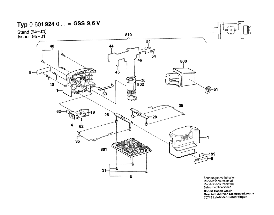Bosch GSS 9.6 V / 0601924003 / EU 9.6 Volt Spare Parts