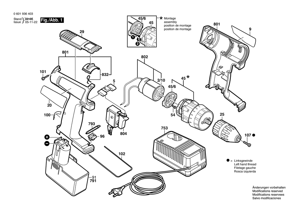 Bosch GSR 14.4 VES-2 / 0601936420 / EU 14.4 Volt Spare Parts