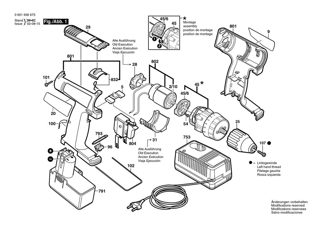 Bosch BBM 596 B / 0601936675 / EU 9.6 Volt Spare Parts