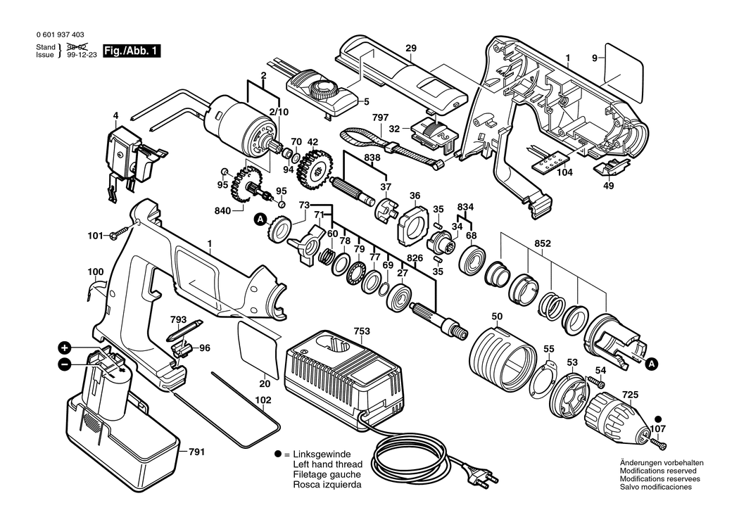 Bosch GSB 12 VSP-2 / 0601937403 / EU 12 Volt Spare Parts