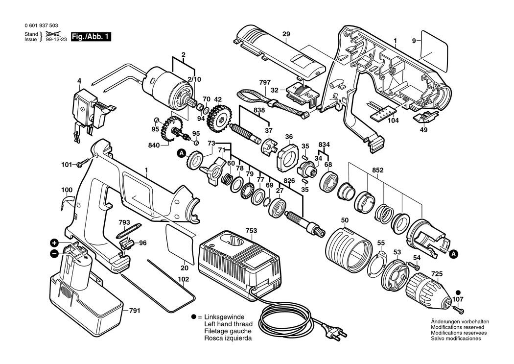 Bosch GSB 12 VES-2 / 0601937503 / EU 12 Volt Spare Parts