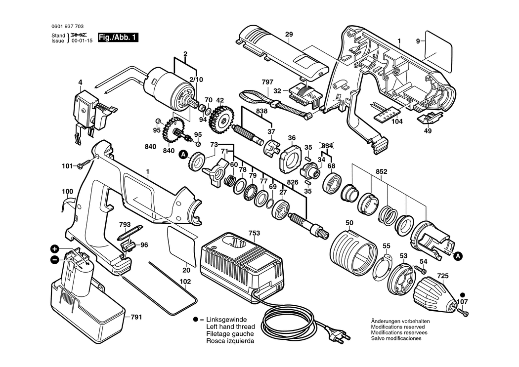 Bosch GSB 9.6 VES-2 / 0601937703 / EU 9.6 Volt Spare Parts