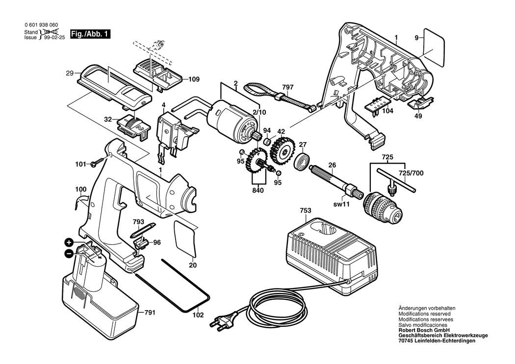 Bosch GBM 7.2 V-2 / 0601938060 / EU 7.2 Volt Spare Parts