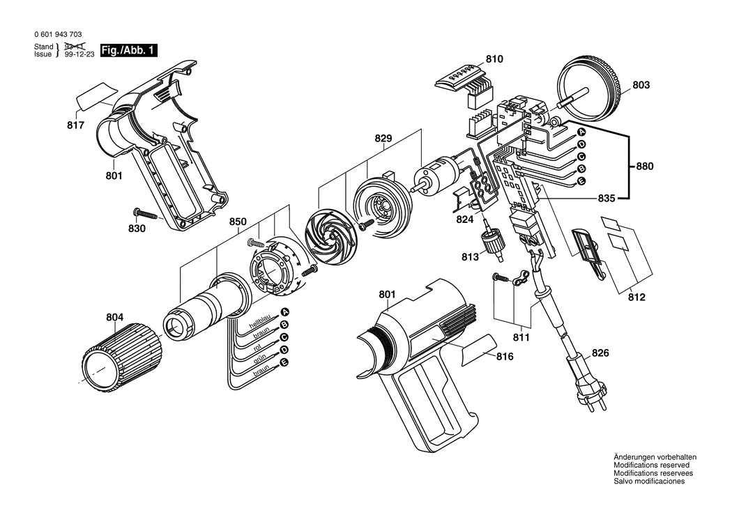 Bosch GHG 650 LCE / 0601943732 / CH 230 Volt Spare Parts