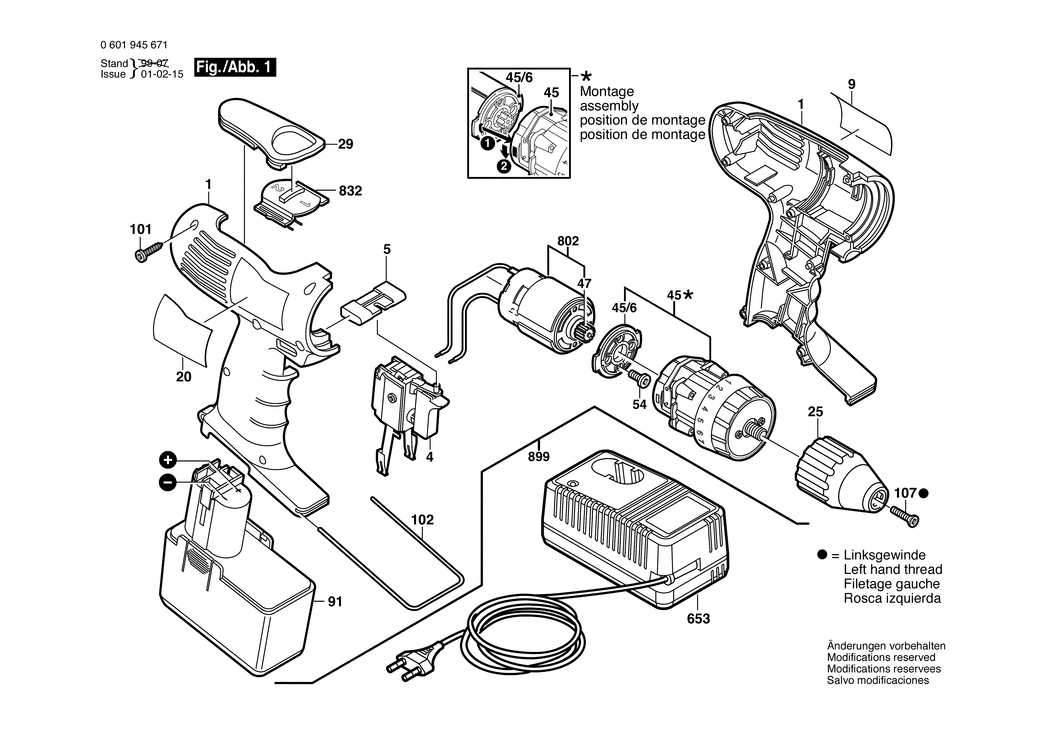 Bosch ABS 96-M 2 / 0601945671 / EU 9.6 Volt Spare Parts