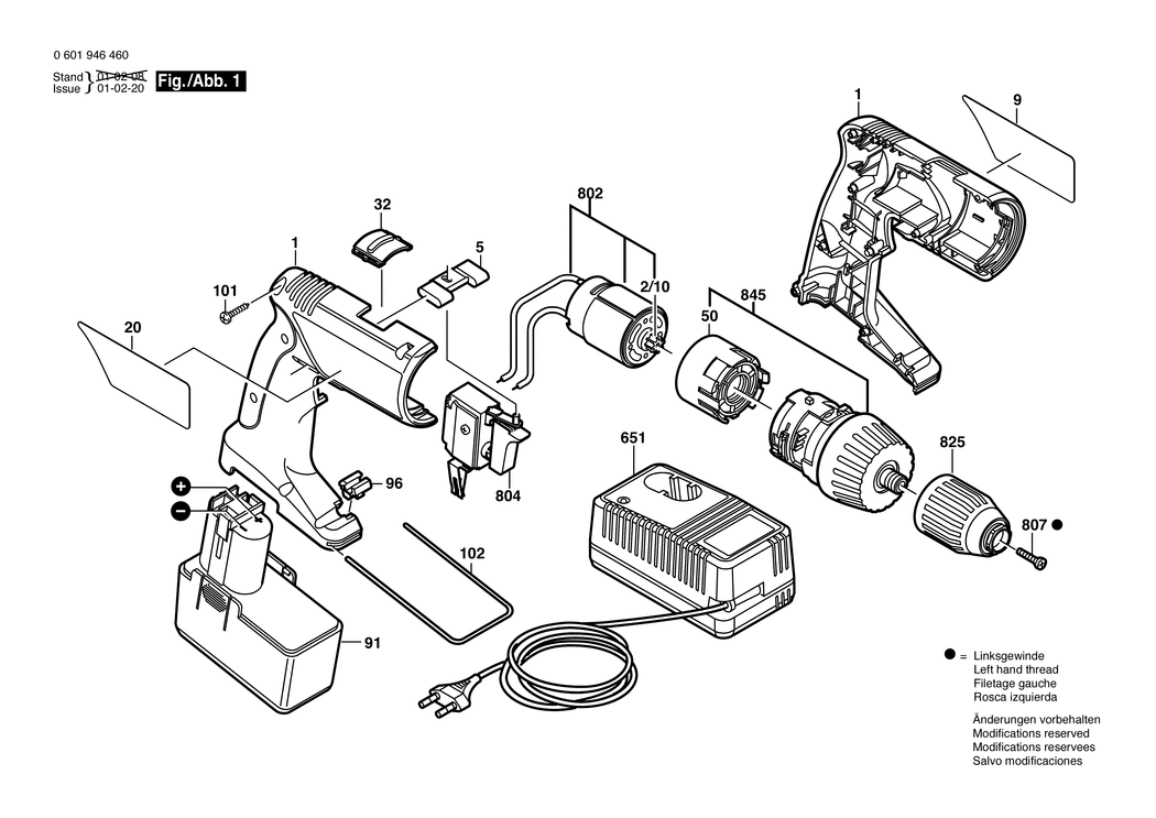 Bosch 3655 / 0601946460 / EU 14.4 Volt Spare Parts