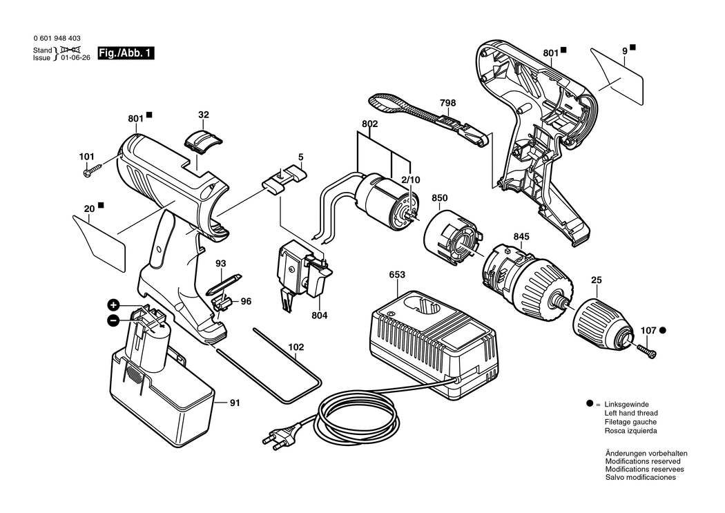 Bosch GSR 14.4 VE-2 / 0601948403 / EU 14.4 Volt Spare Parts