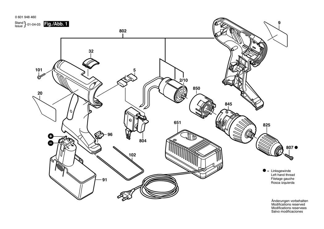 Bosch 3650 / 0601948460 / EU 14.4 Volt Spare Parts