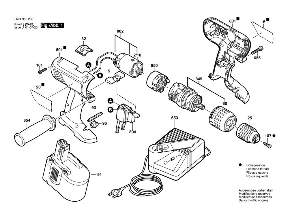 Bosch GSB 24 VE-2 / 0601952203 / EU 24 Volt Spare Parts