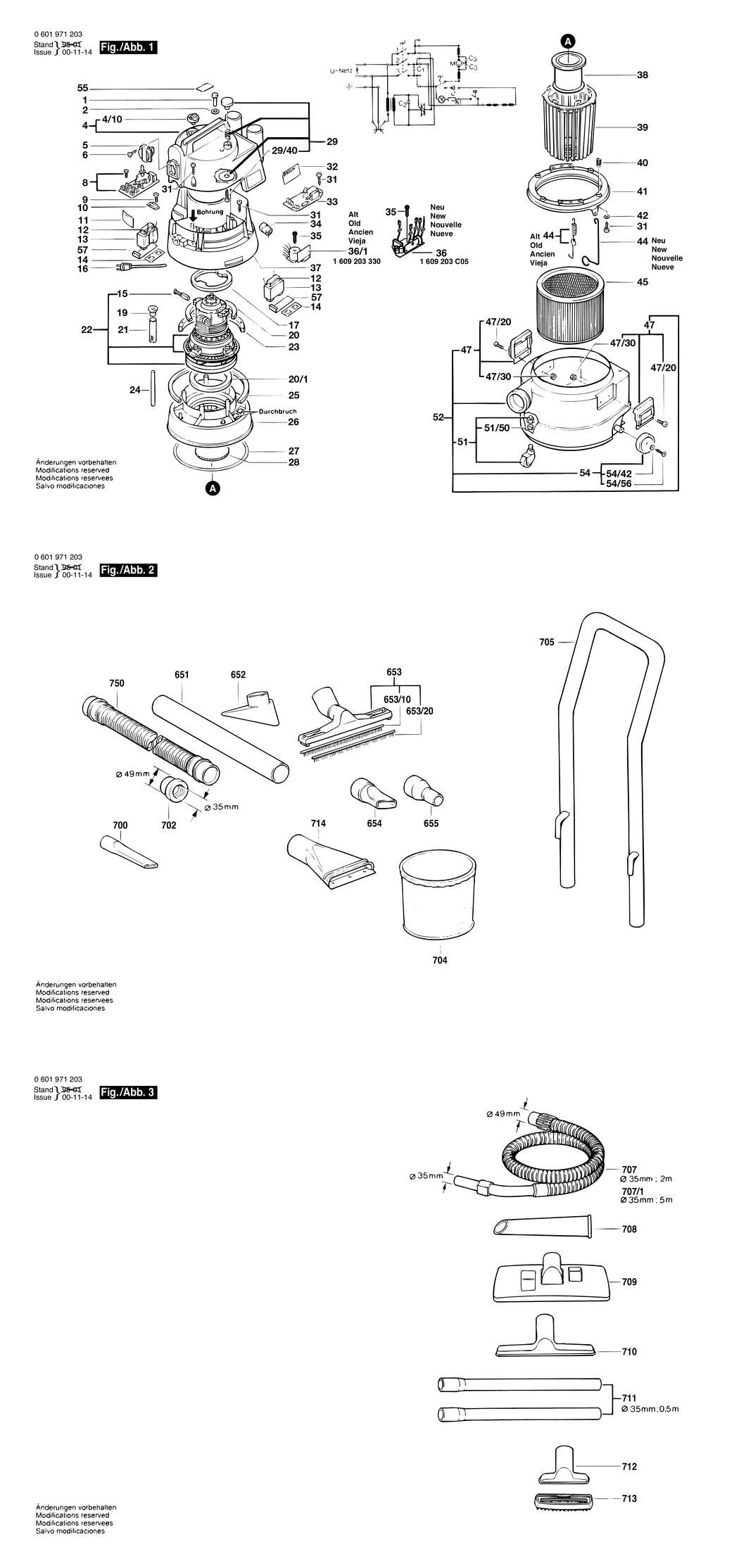 Bosch GAS 1000 RF / 0601971232 / CH 220 Volt Spare Parts