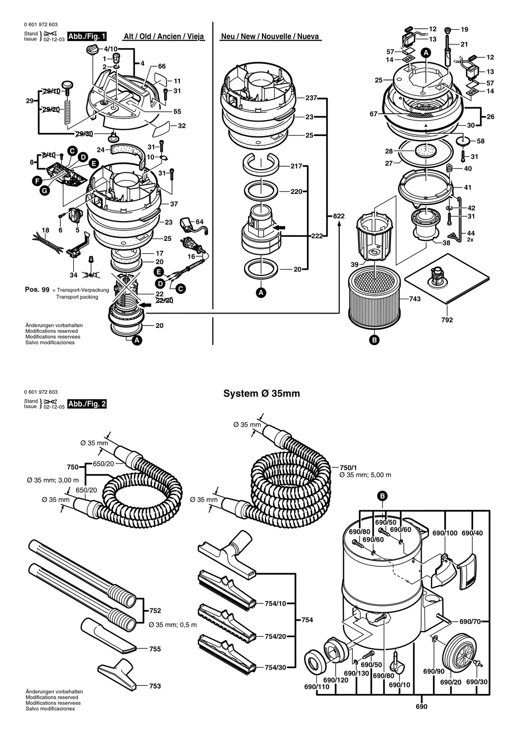 Bosch GAS 10-50 RFK / 0601972603 / EU 230 Volt Spare Parts