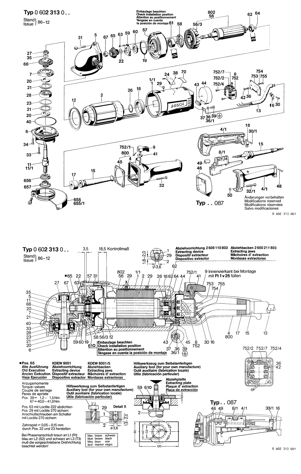 Bosch ---- / 0602313006 / --- 135 Volt Spare Parts