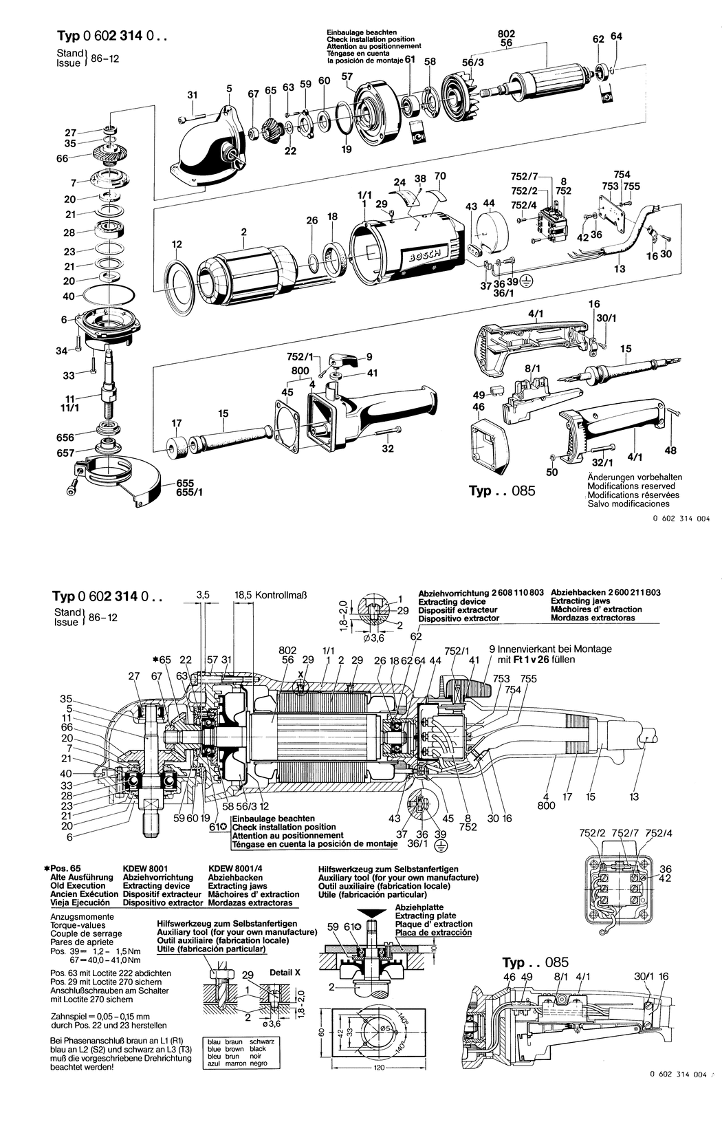 Bosch ---- / 0602314004 / --- 135 Volt Spare Parts