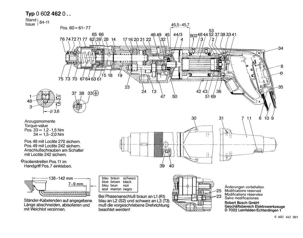 Bosch ---- / 0602462004 / --- 135 Volt Spare Parts