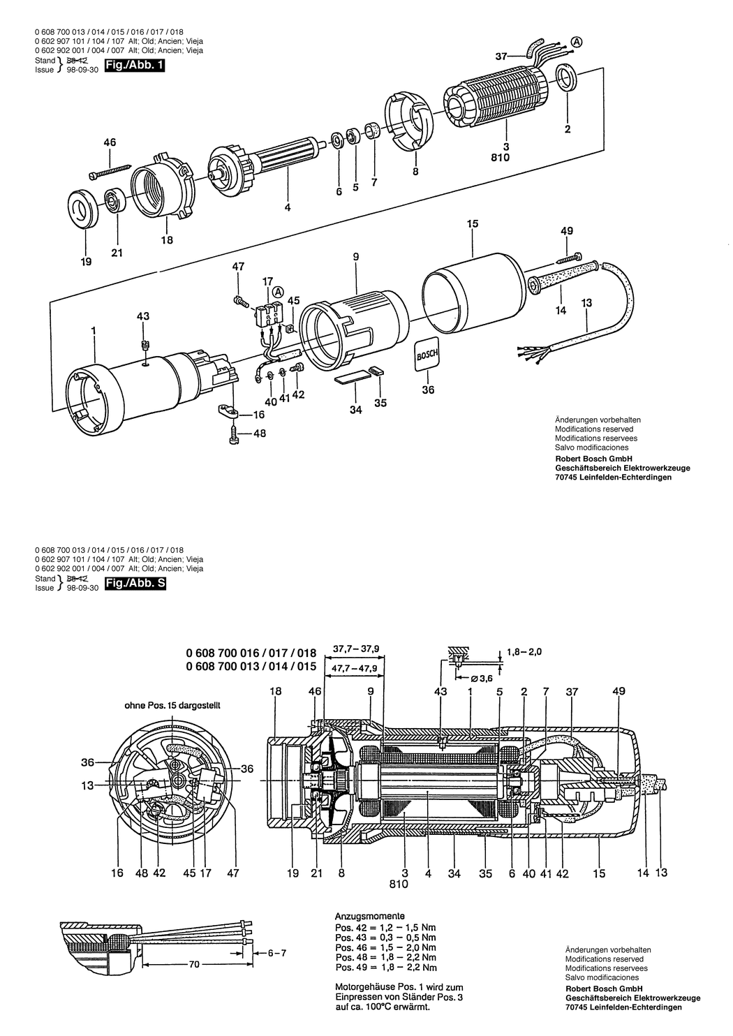 Bosch ---- / 0602901001 / --- 265 Volt Spare Parts