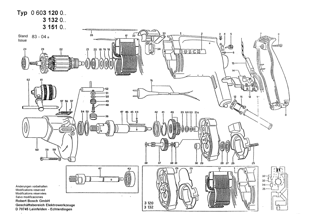 Bosch M 21 S / 0603120001 / EU 110 Volt Spare Parts