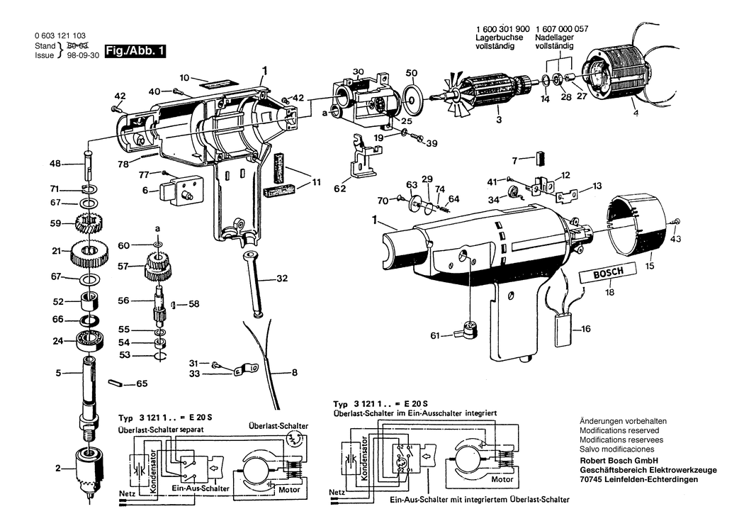 Bosch ---- / 0603121001 / EU 110 Volt Spare Parts