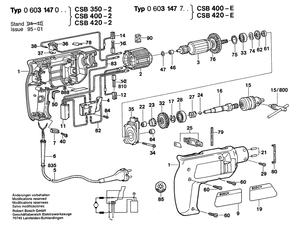 Bosch CSB 400-2 / 0603147003 / EU 220 Volt Spare Parts