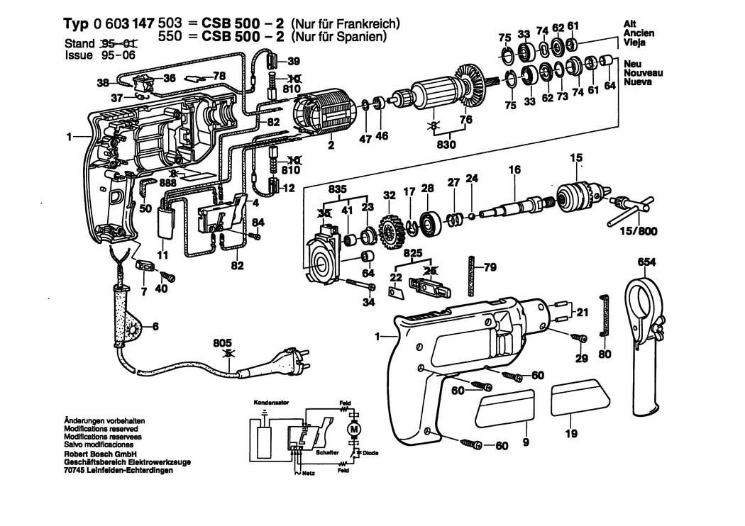 Bosch CSB 500-2 / 0603147503 / EU 220 Volt Spare Parts