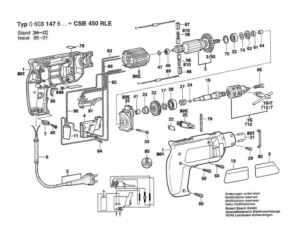 Bosch CSB 470 RLE / 0603147603 / EU 220 Volt Spare Parts