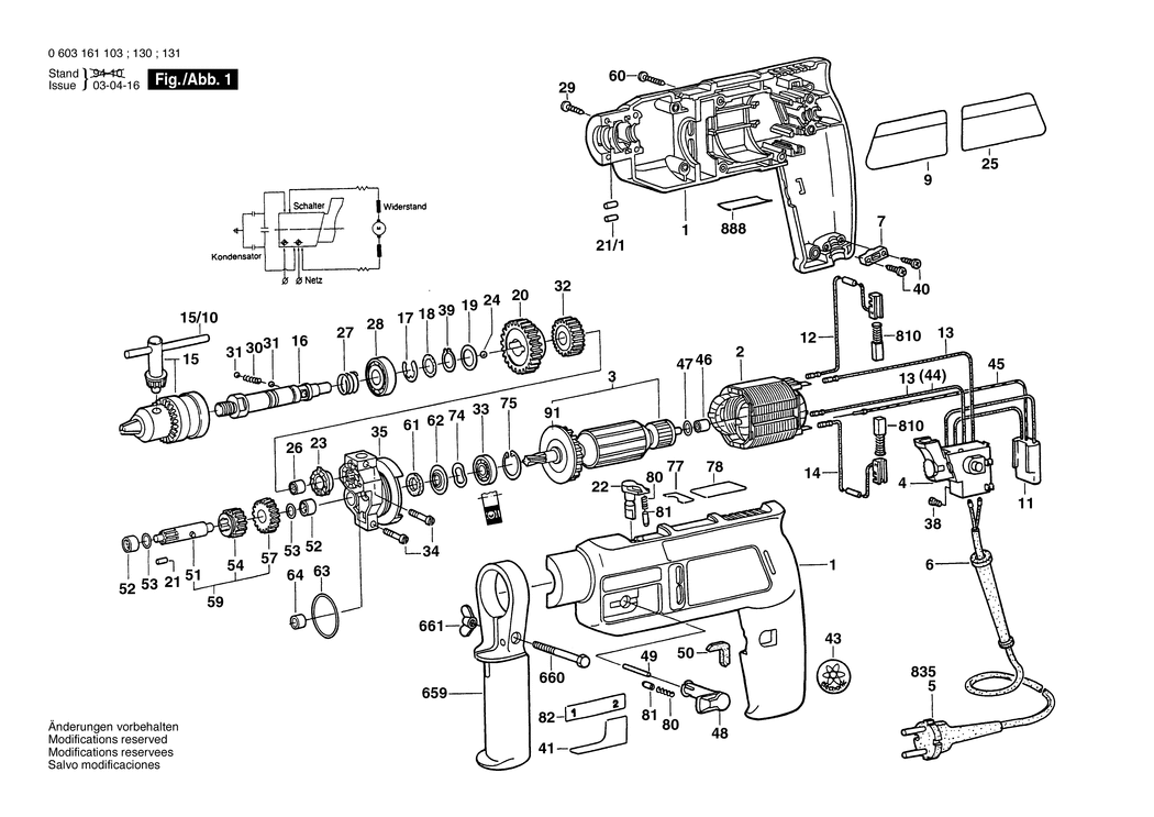 Bosch CSB 460-2 / 0603161103 / EU 220 Volt Spare Parts