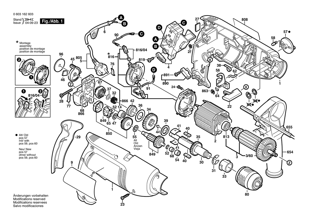 Bosch PSB 750-2 RE / 0603162603 / EU 230 Volt Spare Parts