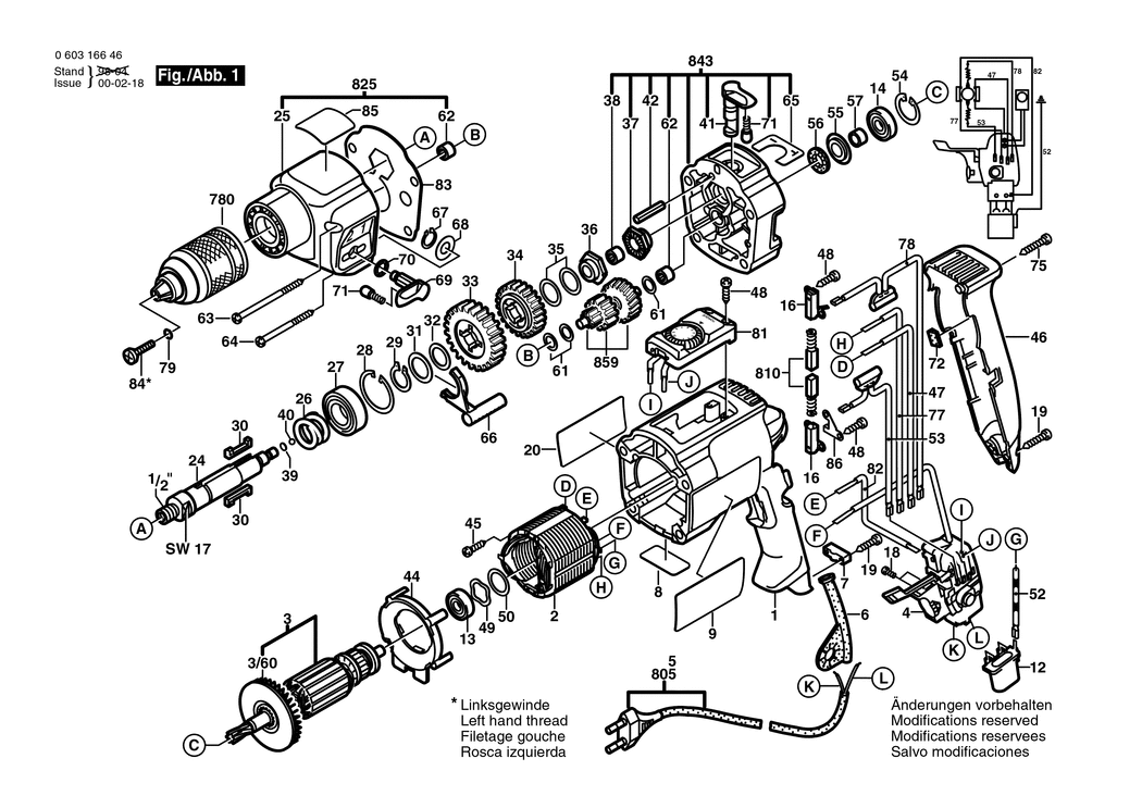 Bosch SBLR 8500 F / 0603166460 / CH 230 Volt Spare Parts