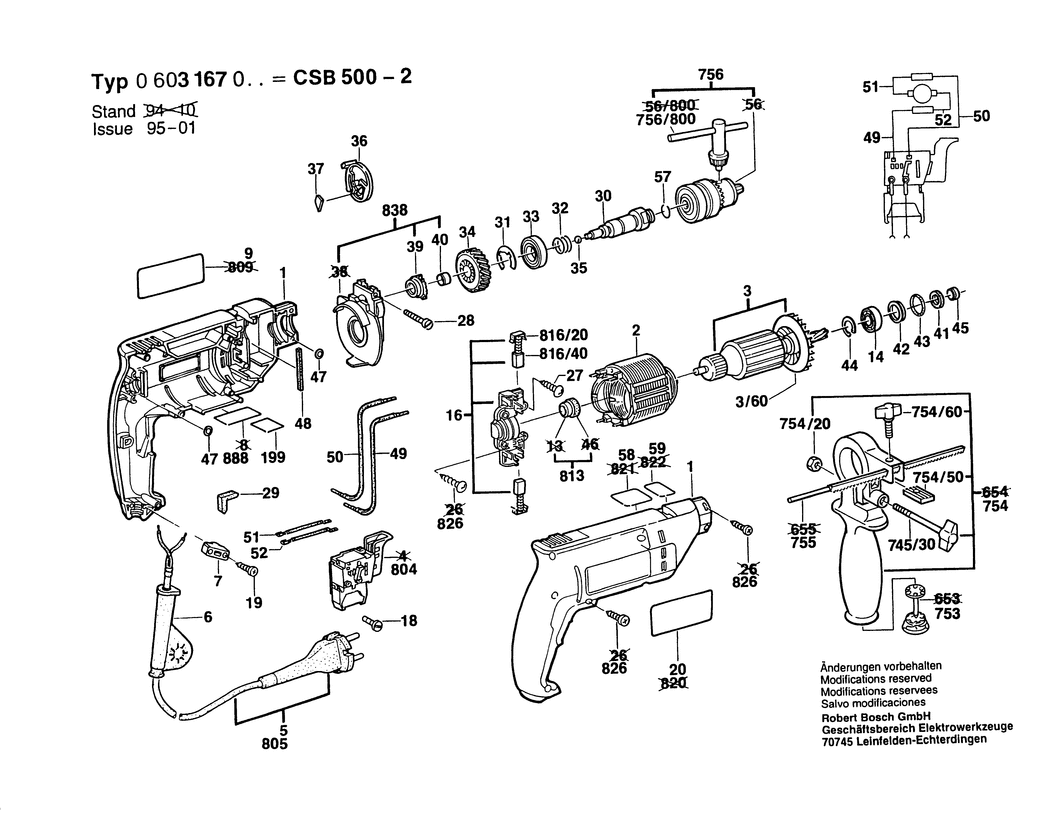 Bosch CSB 500-2 / 0603167003 / EU 220 Volt Spare Parts