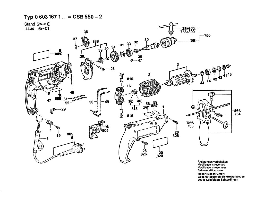 Bosch CSB 550-2 / 0603167103 / EU 230 Volt Spare Parts