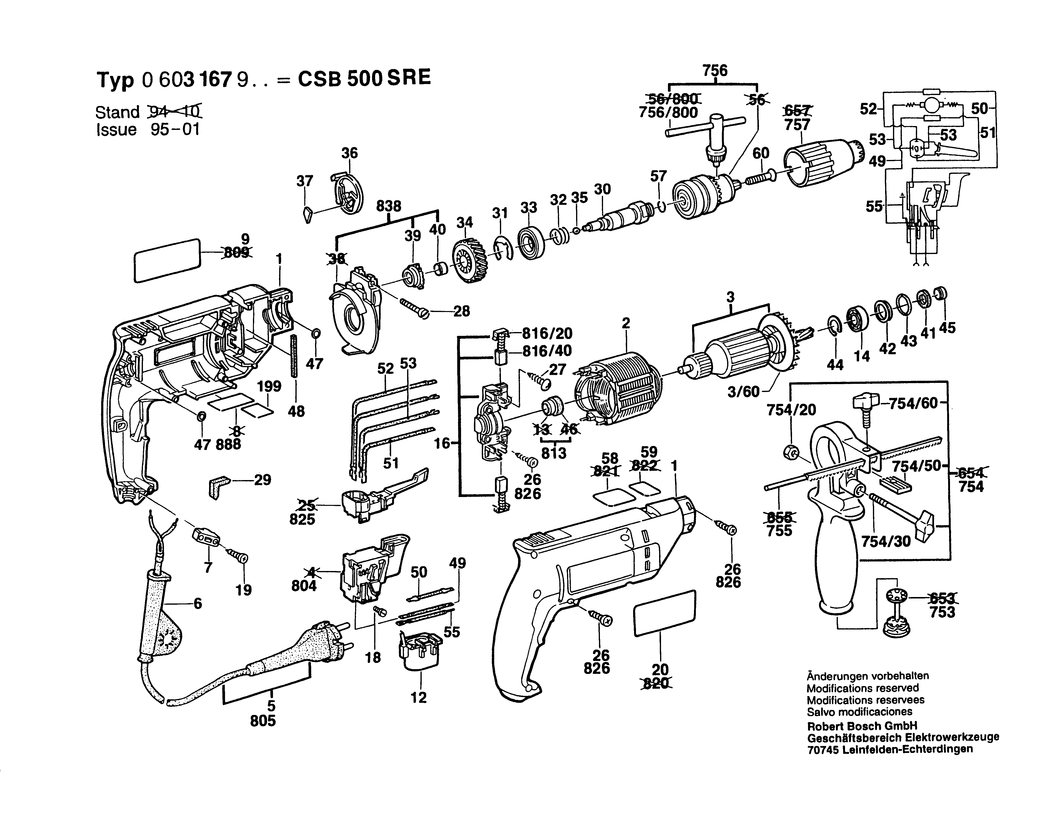 Bosch CSB 500 SRE / 0603167903 / EU 220 Volt Spare Parts