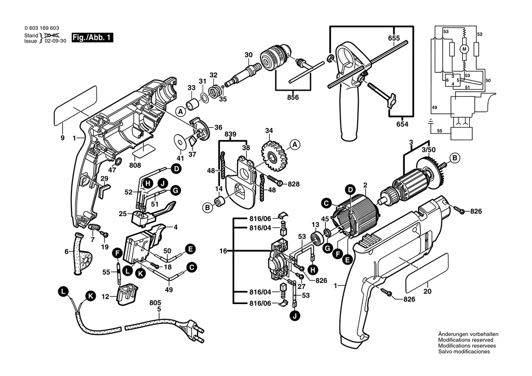 Bosch PSB 550-RE / 0603169663 / EU 230 Volt Spare Parts