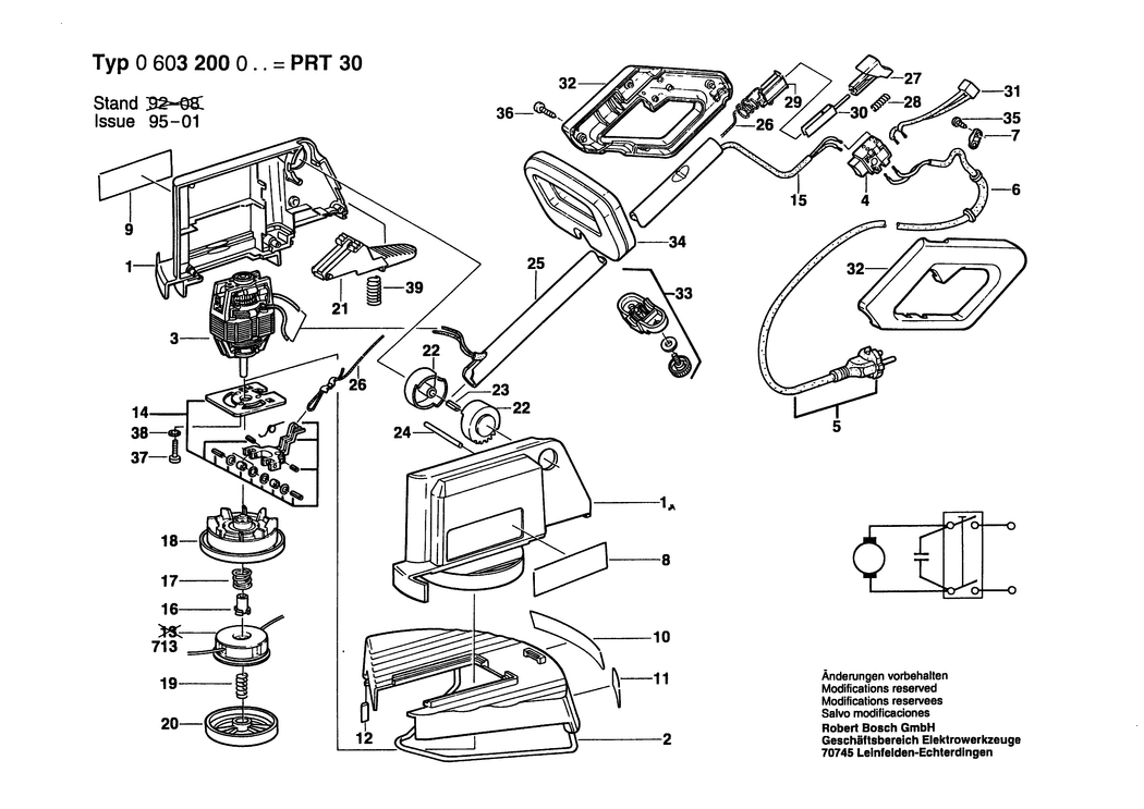 Bosch PRT 30 / 0603200003 / EU 230 Volt Spare Parts