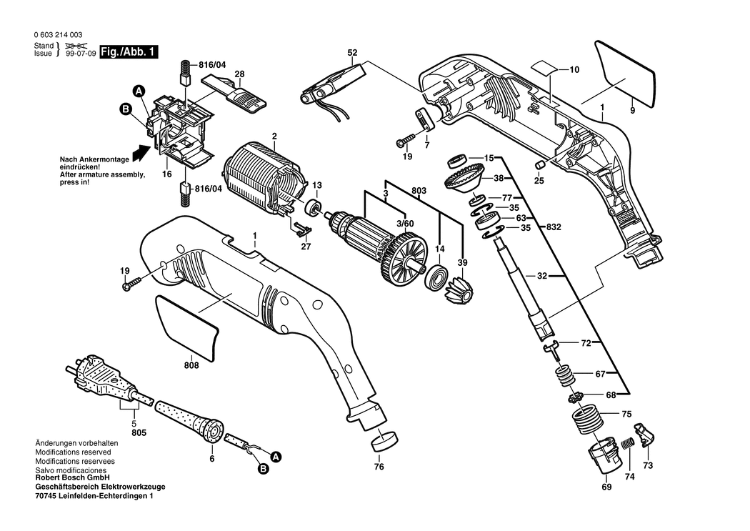 Bosch PEB 450 / 0603214003 / EU 230 Volt Spare Parts