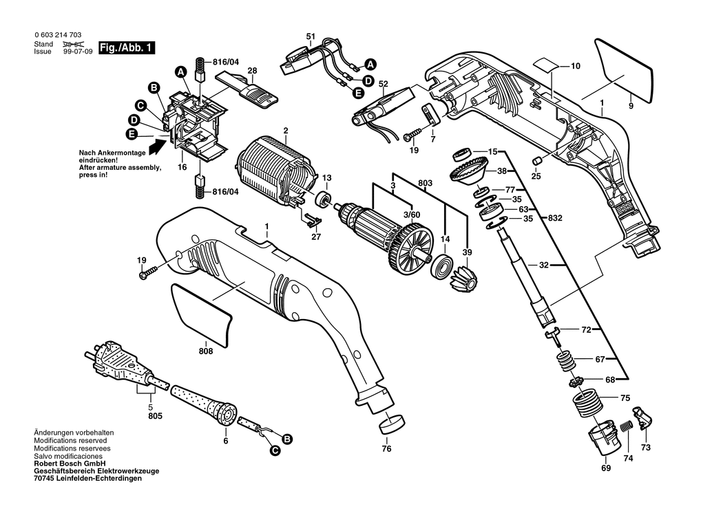 Bosch PEB 500 E / 0603214703 / EU 230 Volt Spare Parts