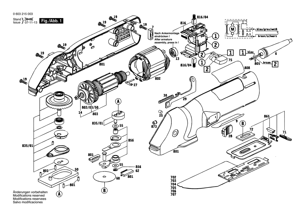 Bosch PFS 250 / 0603215003 / EU 230 Volt Spare Parts