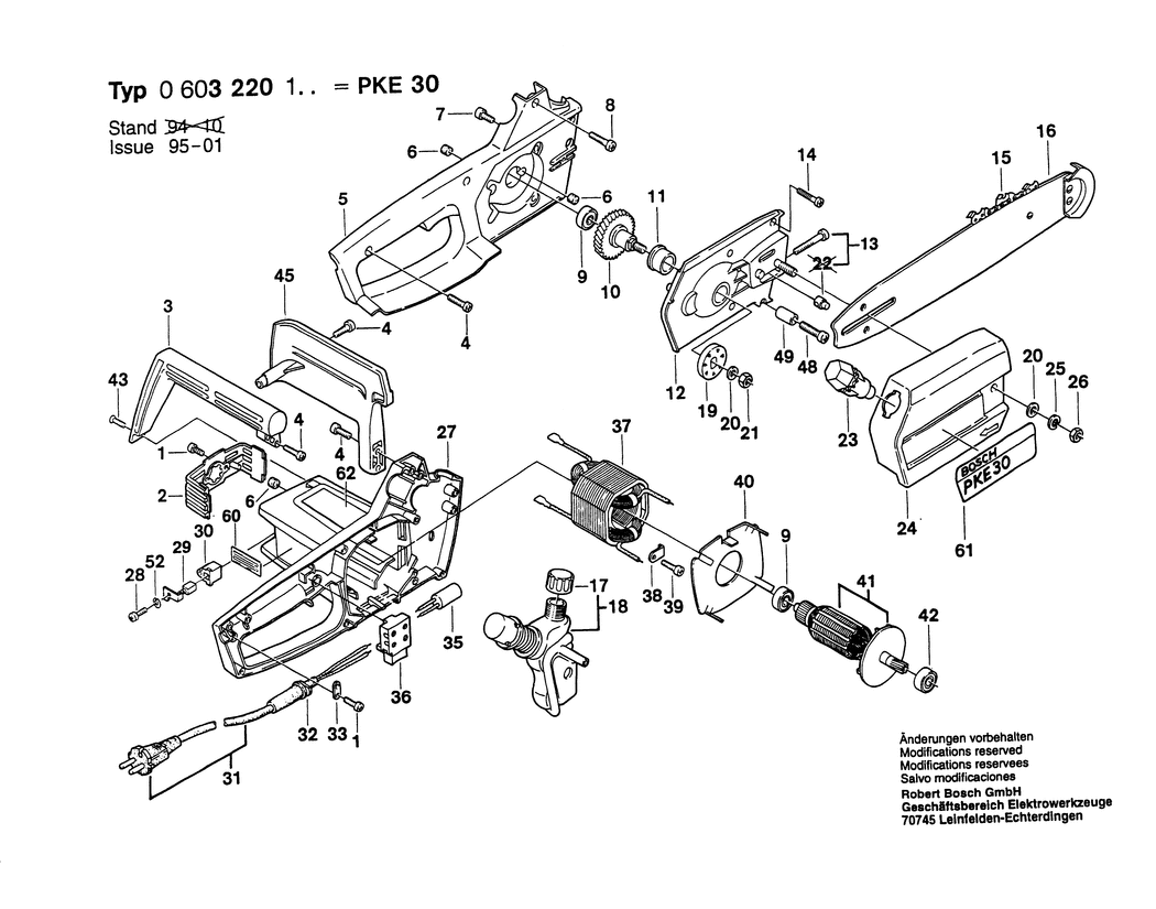 Bosch PKE 30 / 0603220142 / GB 240 Volt Spare Parts