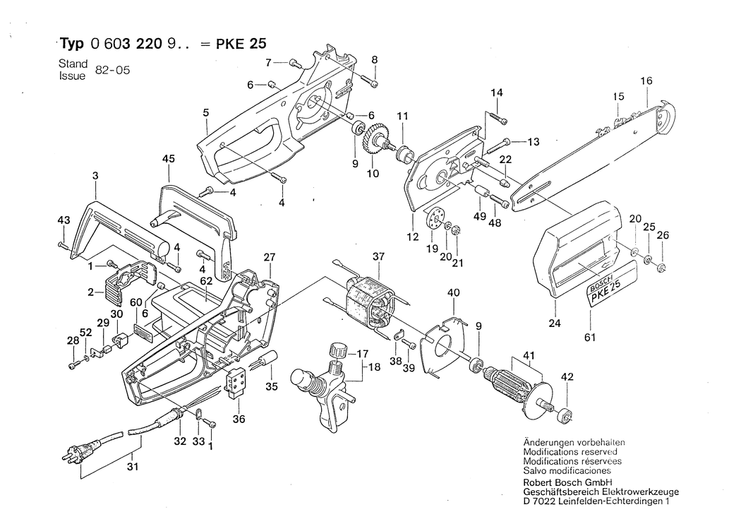 Bosch PKE 25 / 0603220903 / EU 220 Volt Spare Parts