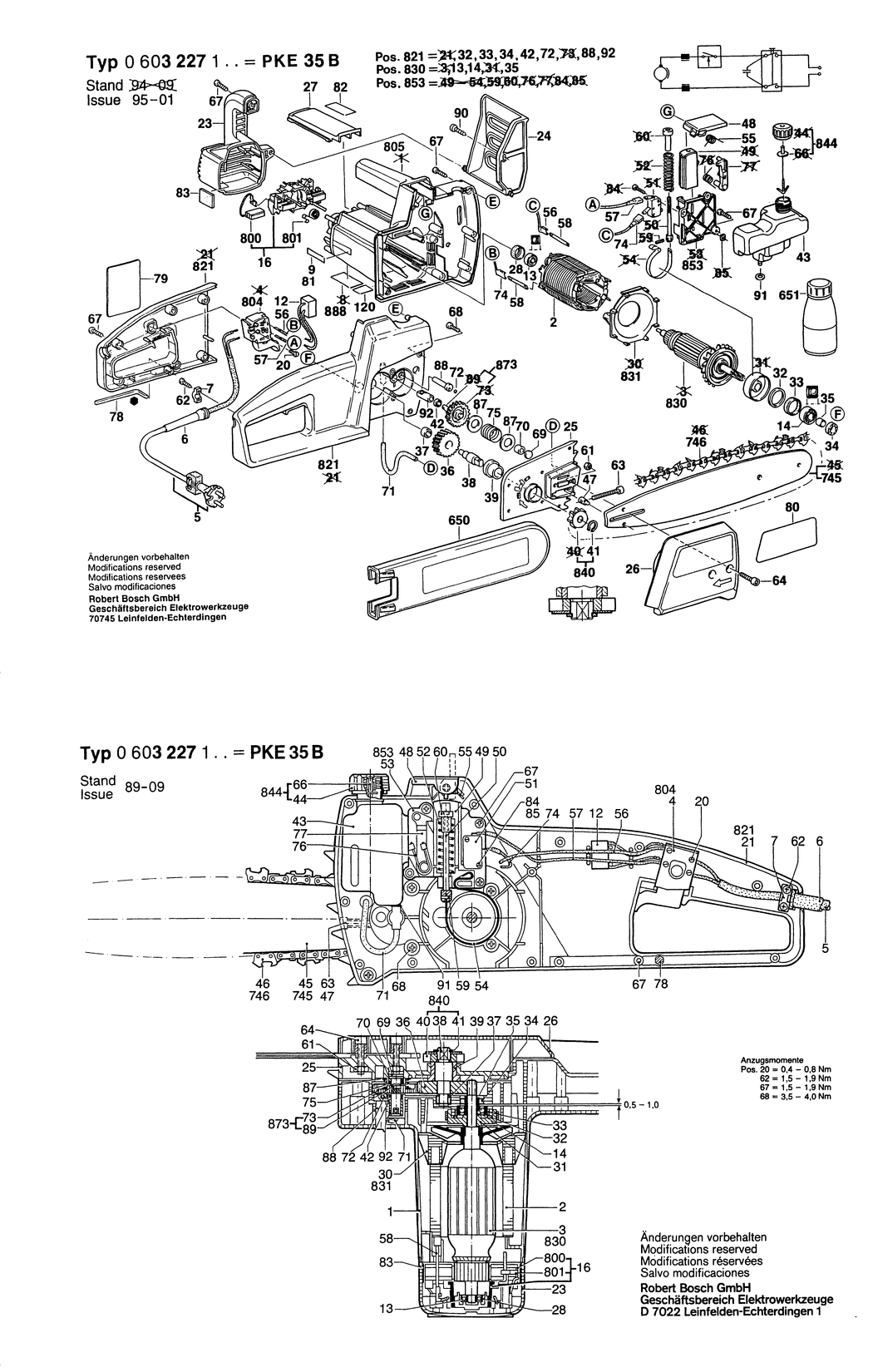 Bosch PKE 35 B / 0603227148 / F 220 Volt Spare Parts