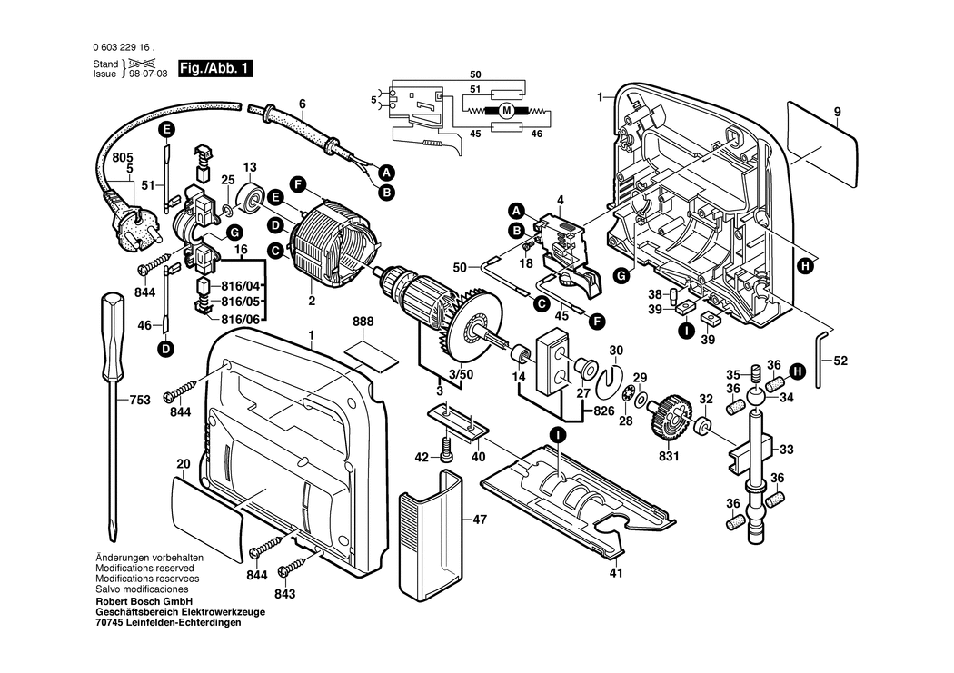 Bosch PST 50 AE / 0603229160 / EU 230 Volt Spare Parts