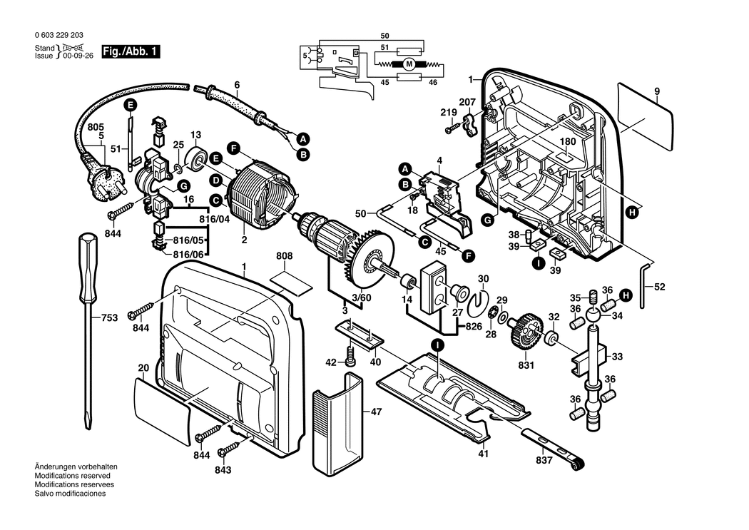 Bosch PST 53 A / 0603229203 / EU 230 Volt Spare Parts