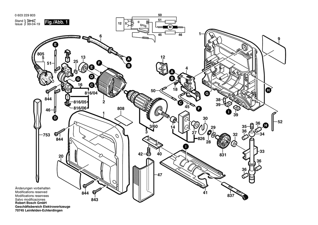 Bosch PST 53 AE / 0603229803 / EU 230 Volt Spare Parts