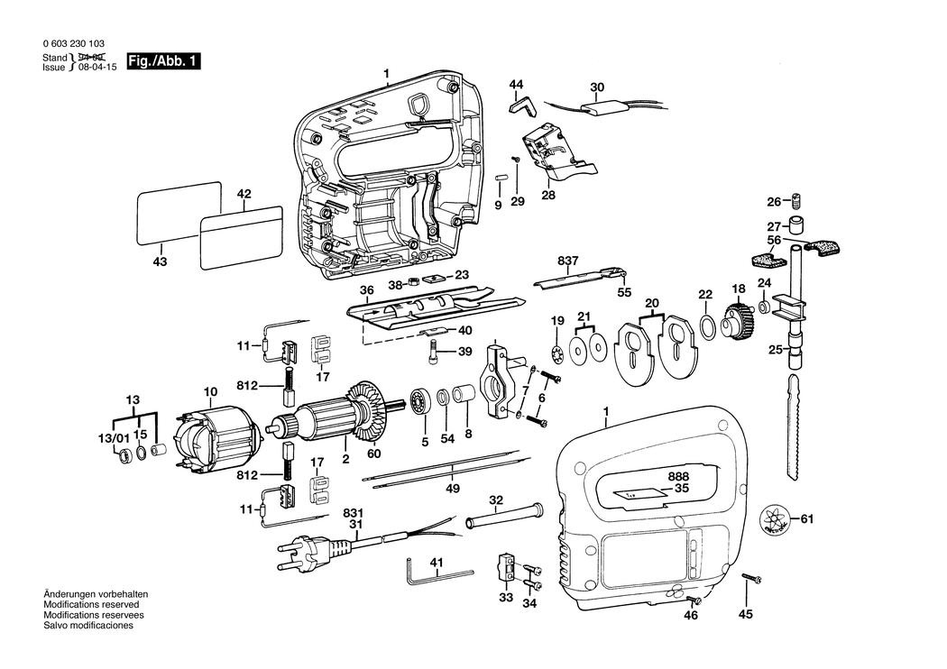 Bosch PST 50 / 0603230103 / EU 220 Volt Spare Parts