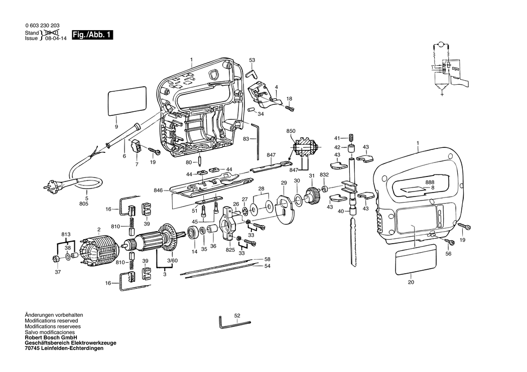 Bosch PST 54 / 0603230242 / GB 240 Volt Spare Parts