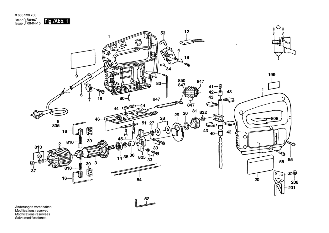 Bosch PST 54 E / 0603230703 / EU 220 Volt Spare Parts