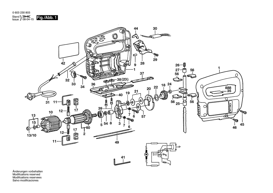 Bosch ST 350-E / 0603230832 / CH 220 Volt Spare Parts