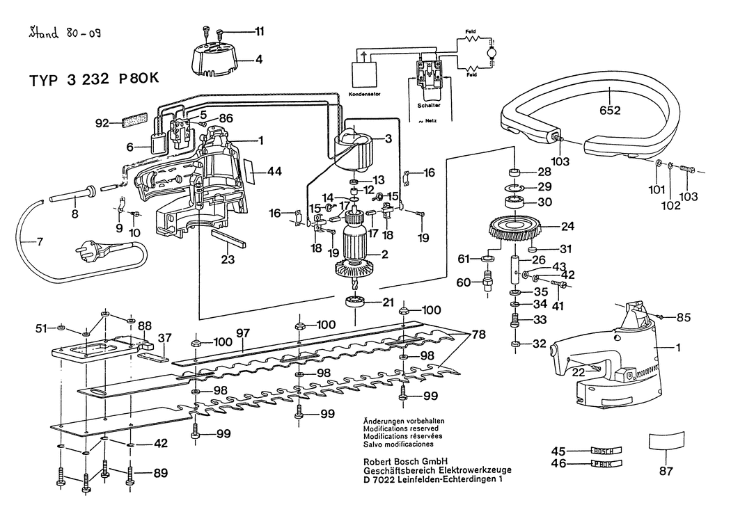 Bosch P 80 / P 80 K / 0603232142 / GB 240 Volt Spare Parts