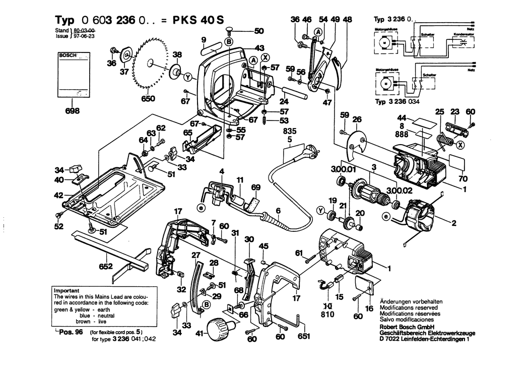 Bosch ---- / 0603236003 / EU 220 Volt Spare Parts